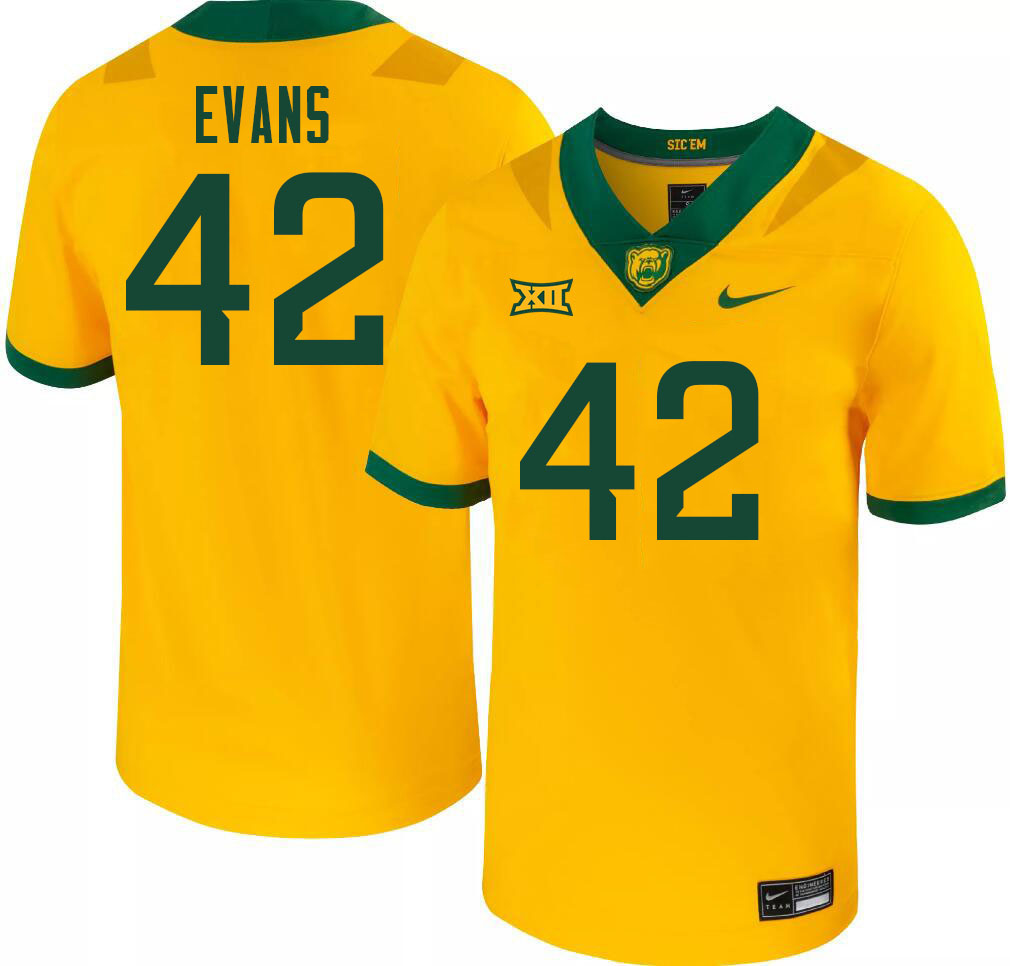Men-Youth #42 Jeremy Evans Baylor Bears 2023 College Football Jerseys Stitched-Gold